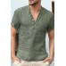 Breathable linen V-neck T-shirt