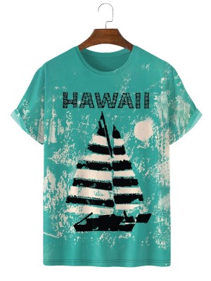 Hawaiian Sailing Sunset Vacation Short Sleeve T-Shirt