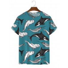 Men's Marine Animal Casual Short Sleeve T-Shirt